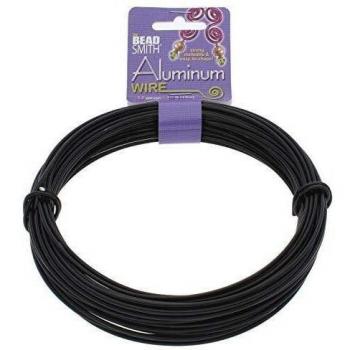 BeadSmith 39ft Aluminum Craft Wire, Black, 12 gauge