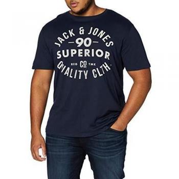 Camiseta de Hombre Jack & Jones Jjejeans Print, Cuello Redondo, Azul (Navy Blazer)