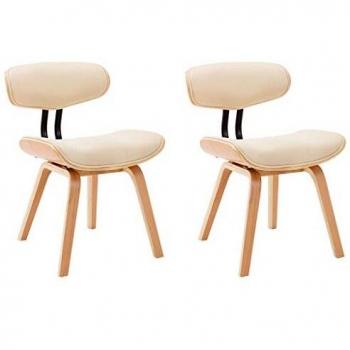 Valgomojos Chair Set by VidaXL – Cream Edition, Wooden Frame and Artificial Leather