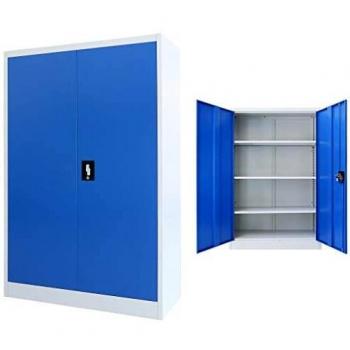 Metallschrank für Aktenaufbewahrung 90 x 40 x 140 cm in Grau und Blau