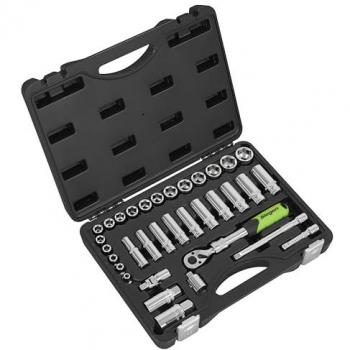 Siegen 34 Piece Ratchet and Socket Set 3/8 Drive