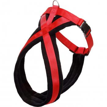 Karlie Art Sportiv Plus Hundegeschirr Cross Fleece Nylon, 25 mm Schlauch, schwarz/rot – Größe 58–70 cm