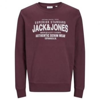 Sweatshirt JACK & JONES JJJEANS SWEAT O-NECK Gr. S, rot (vineyard wine), Herren