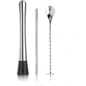 Set de bar de acero inoxidable con muddler y cuchara