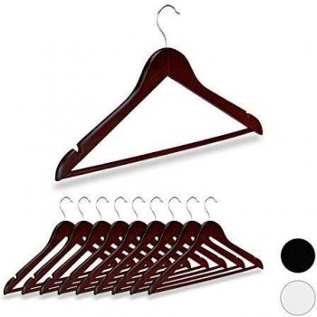 Pack de 10 perchas de madera con gancho rotatorio, 44,5 cm, tono marrón