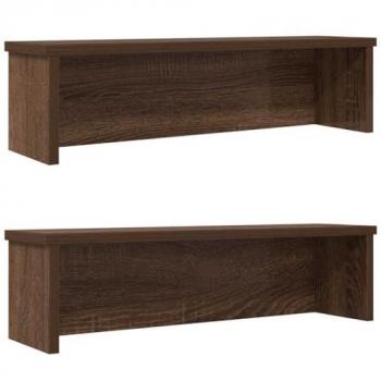 Brown Oak Stackable Kitchen Shelves – 2 Pack, 50×15×16 cm