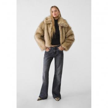 Stradivarius Jeans 48 Neri Straight con Borchie Lateralmente Accatastate