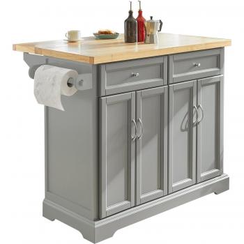 SoBuy FKW71-HG Desserte sur roulettes Meuble de Cuisine avec Plans de Travail Rabattable