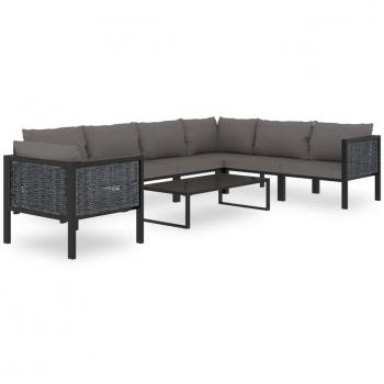 Conjunto de jardín 8 PCs con cojines de Polyrattan Antracita