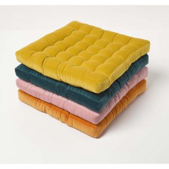 Quilted Velvet Seat Pad, 40 x 40 cm