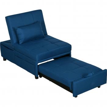 Homcom Adjustable Backrest Convertible Chair Bed with Padding, Blue