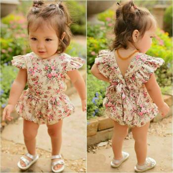 Tenue estivale à volants pour petites filles 0-24 mois