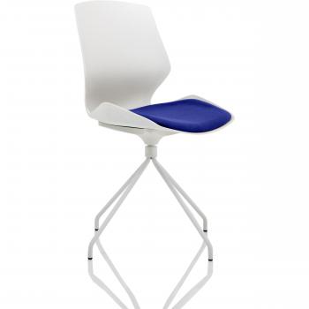 Florence Spindle White Frame Visitor Chair in Bespoke Seat Stevia Blue