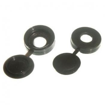Bulk Pack of Black Screw Cap Cup Washers with Hinged Covers for No. 6 & 8 Screws