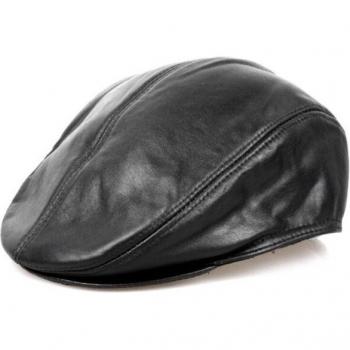 Warm PU Leather Peaked Cap