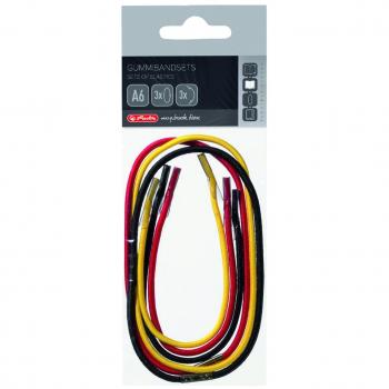 Herlitz 11366267 Gummibandset für My Book flex A6 schwarz, gelb/rot (5er-Set)