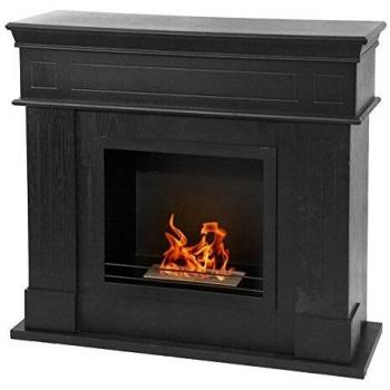 Chimenea de piso de bioetanol DIVINA FIRE con marco Cambridge Eco Marrón