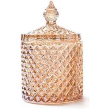 Récipient de stockage en verre 600 ml, cristal, pour sucre ou bonbons, design diamant