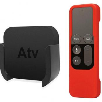 Apple TV 4th and 5th Gen Wall Mount Bracket with Silicone Controller Cover