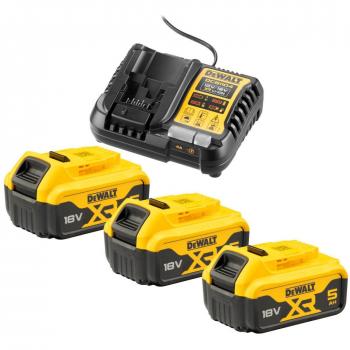 Dewalt 18V XR Battery Trio – 5Ah Pack with Integrated Charger