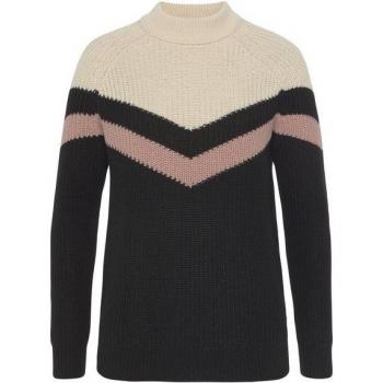 Damen Pullover LAURA SCOTT – Grobstrick, 50 % Baumwolle / 50 % Polyacryl, 42, schwarz‑rosa