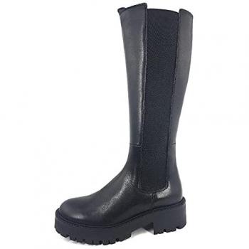 PALPA Damen Chelsea Stiefel Hoch Langschaft Echtleder Schwarz Größe 38