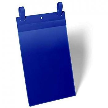 Durable Strap Ticket Holder Pouch Document Pocket Portrait, 50 Pack, A4 Blue