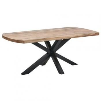 Massivholztisch ALMADA-119, Tischplatte Mango massiv, Metallgestell schwarz, 200 cm