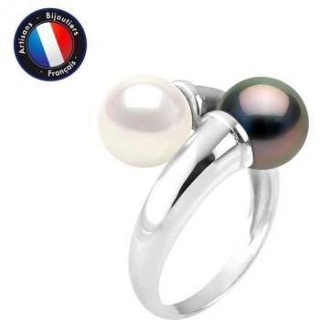 Anillo Toi & Moi con Perlas de Cultura de Tahití y Agua Dulce 7-8 mm