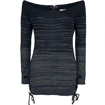 Gothic Damen Strickpullover Thena Top schwarz/grau