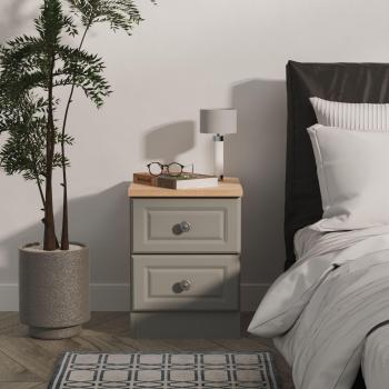 Grey & Light Oak Swift Norfolk 2-Drawer Bedside Table (37 cm)