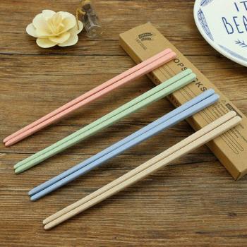 Cathylin Portable Wheat Straw Chopsticks Set, 4 Pieces, Non-slip, Reusable, Dishwasher-safe with Box