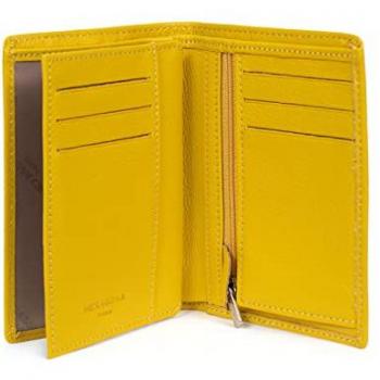 Portefeuille Européen en Cuir Jaune Hexagona 2 Volets