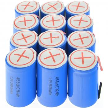 12pcs 2800mAh 1.2V Ni-Mh SubC Rechargeable Battery with Tab