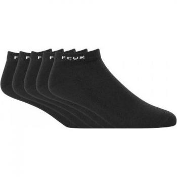 Sporty Contrast Trainer Socks Bundle (5 pairs) – Black/White