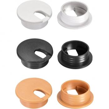 Desk Grommet Cable Hole Cover, 1-3/8/2 Plastic Organizer (White/Black/Orange)