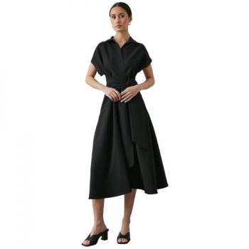 Principles Women's Black Front Tie Midi Dress