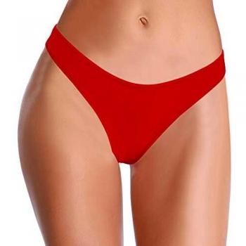 SHEKINI Femme Bikini Slips Tanga Brésilien Rouge
