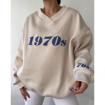 Oversized Unisex Sweatshirt 1970s Bone