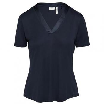 S.Oliver BLACK LABEL Casual Damen T-Shirt – Halbarm, V‑Ausschnitt, Marine
