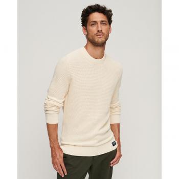 Superdry Herren Strickpullover Rundhalsausschnitt Gr. S Ecru