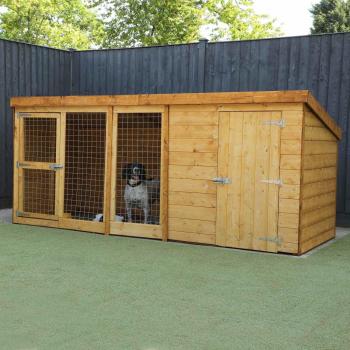 Mercia Garden Products Mercia 10 x 4ft Berkshire Dog Kennel & Run Brown