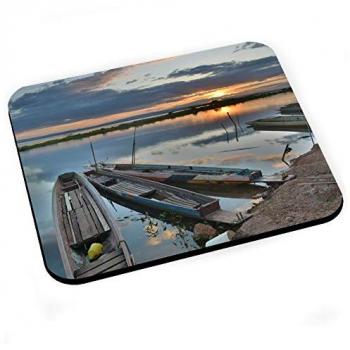 Tapis de souris Barque de pêche au coucher