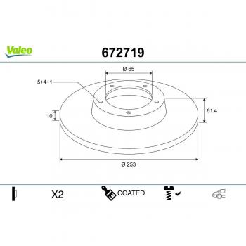 Scheibenbremsen VALEO 672719 – für Skoda, hinten rechts/links