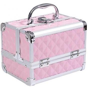 Maletín de Maquillaje Homcom 3 Niveles Rosa