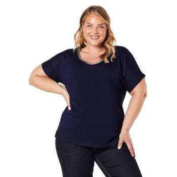 Women's Plus Size Black Beaded Jersey T-shirt