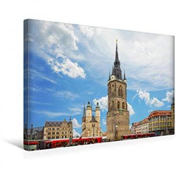 Dirk Meutzner’s „Roter Turm Halle“ – Textil‑Leinwand (45 × 30 cm)