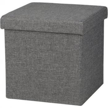 Pouf Pliable Kube Tissu Gris – 38 × 38 × 38 cm