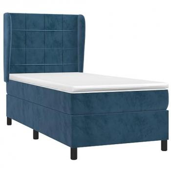Giroletto con Materasso Blu Scuro 90x190 cm in Velluto