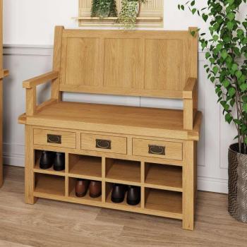 Waverley Oak 3 Drawer Hallway Storage Bench